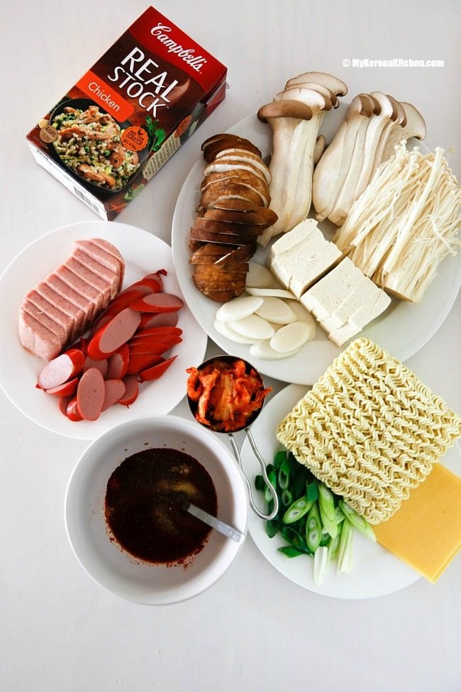 Popular Korean hot pot - Army stew ingredients | MyKoreanKitchen.com