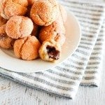 Nutella Stuffed Sweet Rice Flour Doughnut Holes - Outside is crunch but inside is sticky like mochi rice cakes and gooey! | MyKoreanKitchen.com