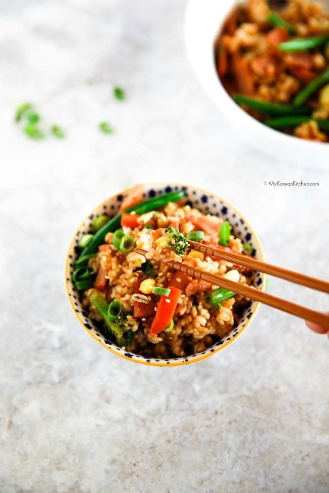 Easy Fried Rice with Bacon. Ready in 20 mins! | MyKoreanKitchen.com