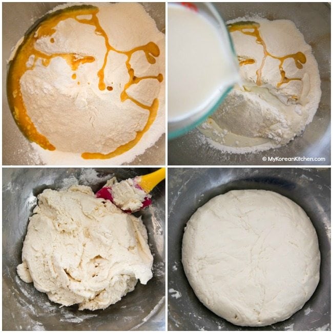 Nutella Stuffed Sweet Rice Flour Doughnut Holes - Making the dough