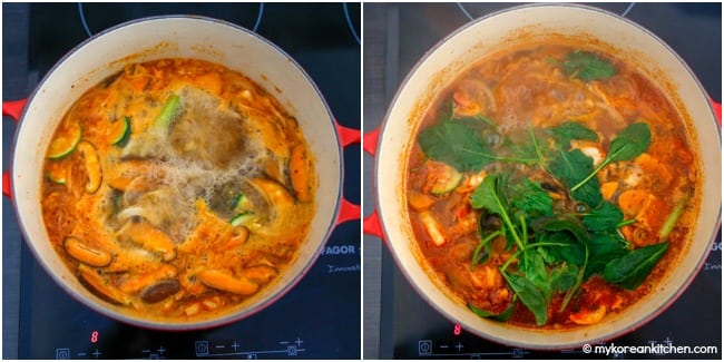 Boiling Korean spicy seafood soup