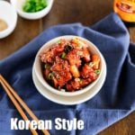 crunchy and sticky Korean style popcorn chicken | MyKoreanKitchen.com