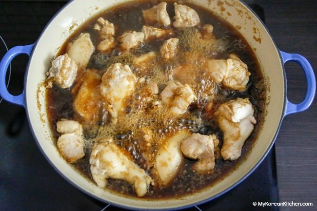 Jjimdak- Braising chicken in soy based sauce