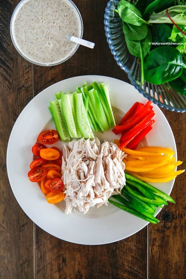 Korean Shredded Chicken Salad Platter | MyKoreanKitchen.com