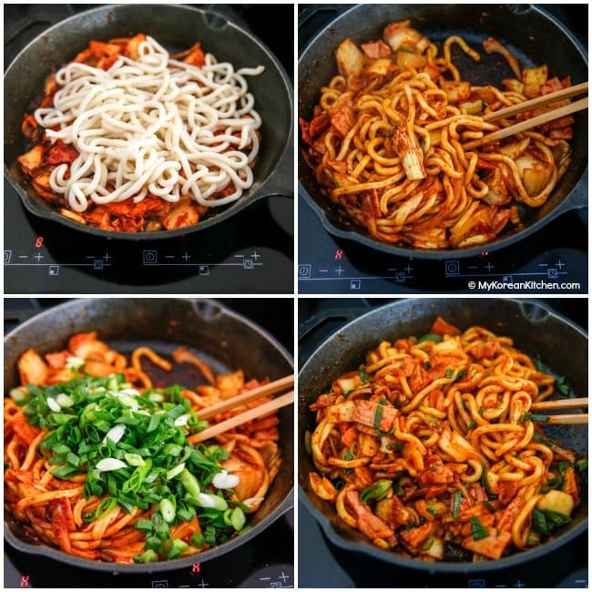 Kimchi Udon Noodle Stir Fry | MyKoreanKitchen.com