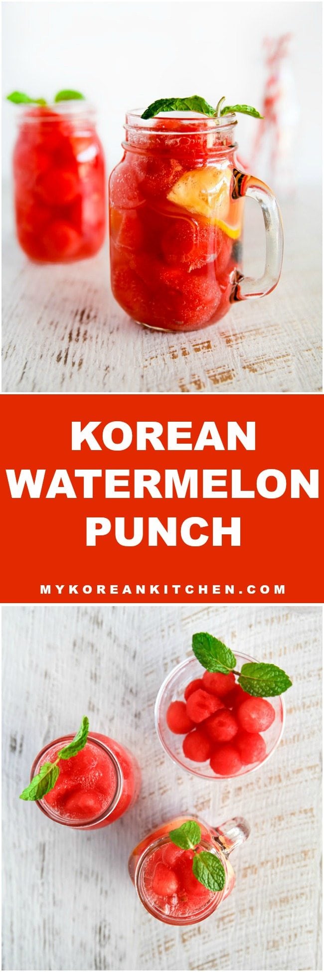 A perfect Korean summer drink, Korean watermelon punch recipe. | MyKoreanKitchen.com