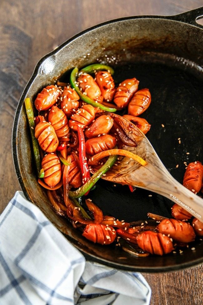 How to make Korean style sausage stir fry | MyKoreanKitchen.com