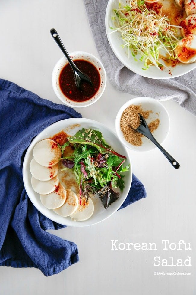 Korean Tofu Salad with Honey Soy Chilli Vinaigrette | MyKoreanKitchen.com