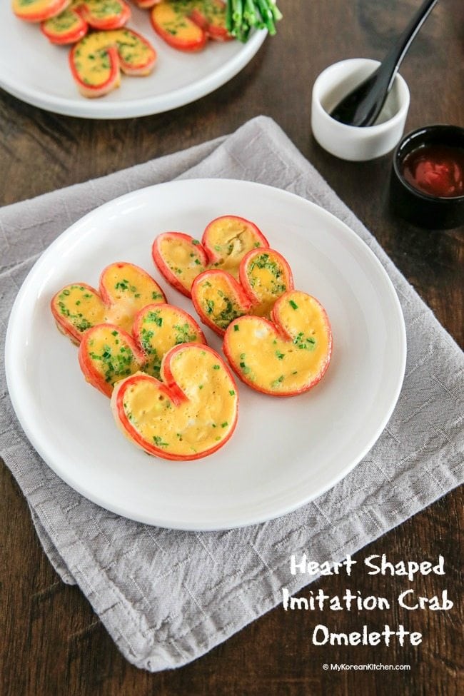 Heart Shaped Imitation Crab Omelette Recipe | Food24h.com