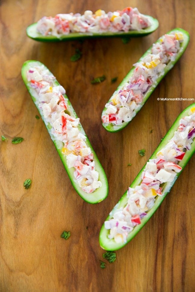 Cucumber Boats with Crab Salad - My Korean Kitchen