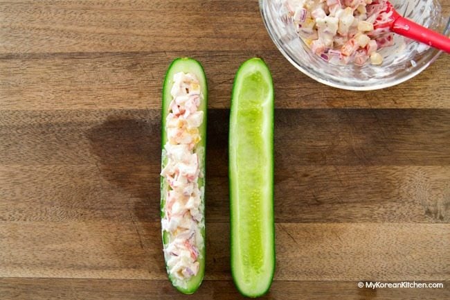 Stuffed Cucumber with Crab Salad | MyKoreanKitchen.com