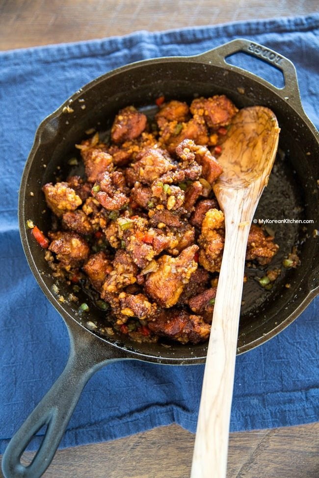 How to Make Spicy Garlic Fried Chicken (Kkanpunggi) | MyKoreanKitchen.com