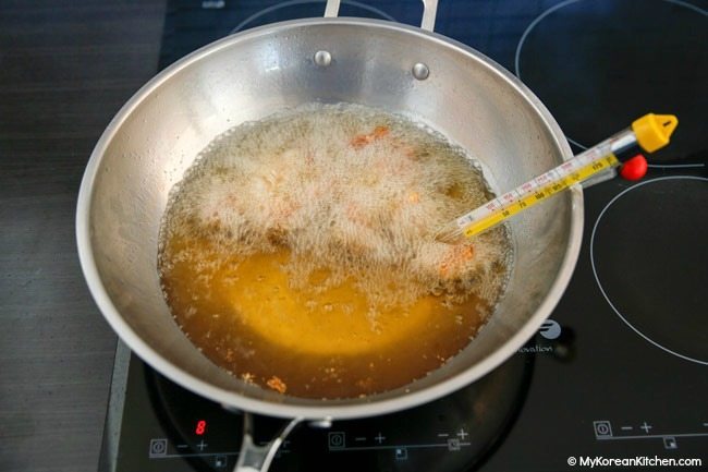 Deep Frying Spicy Garlic Chicken