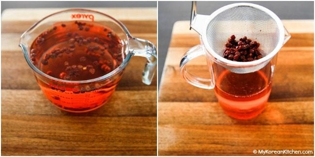 Steeping Omija Tea (Cold Brewed) | MyKoreanKitchen.com