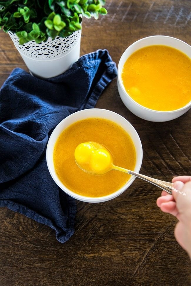 Korean Pumpkin Soup with Rice Dumplings