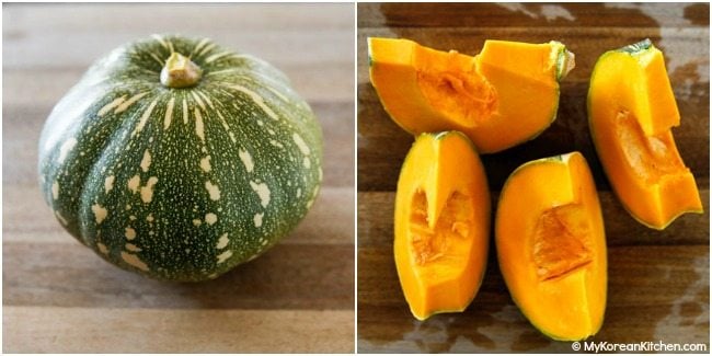 Cutting kabocha squash