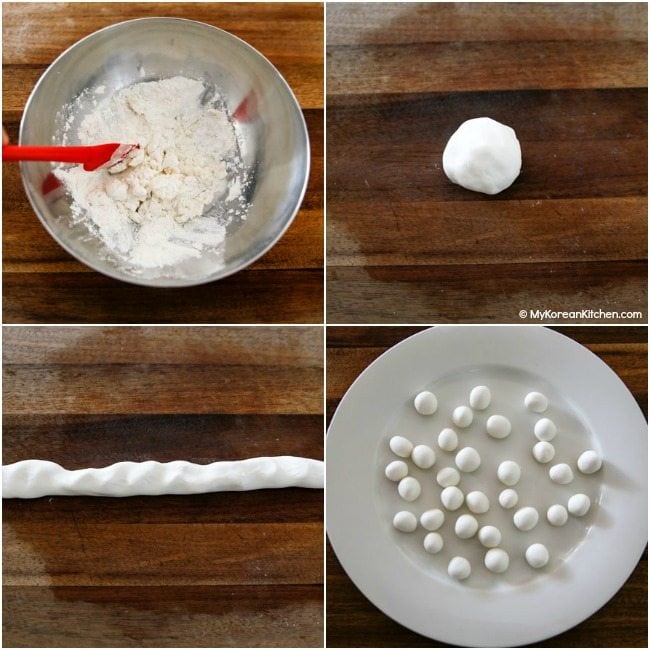 Making sweet rice cake balls