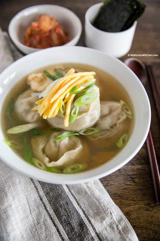 Mandu soup served in a bowl