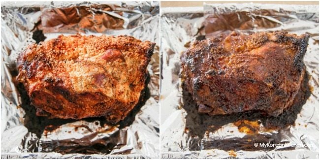 Roasted and caramelized pork shoulder 