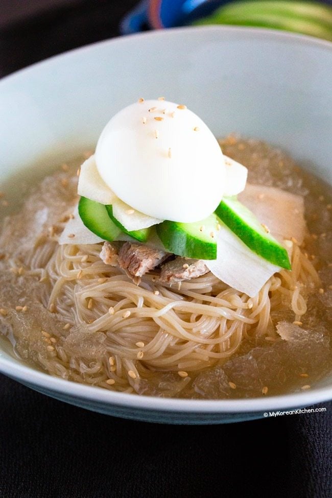 Korean cold noodle soup (Mul Naengmyeon)