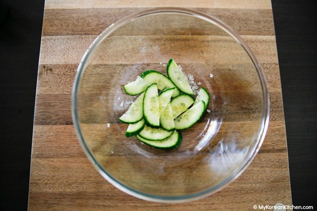 Pickling cucumber in a bowl