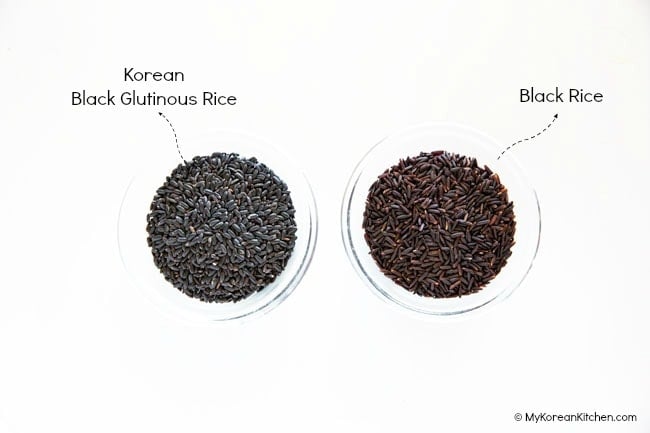 Comparing Korean black sweet rice and black rice