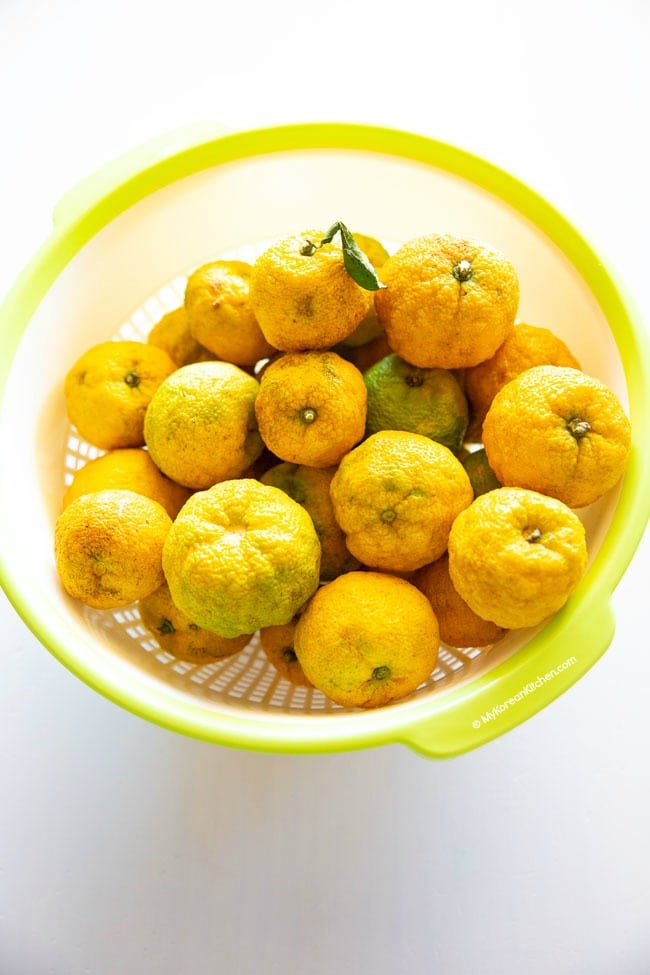 yuja fruit (yuzu fruit) in a basket