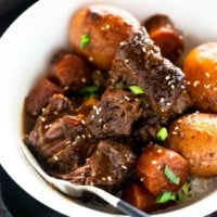 Korean short ribs cooked in slow cooker