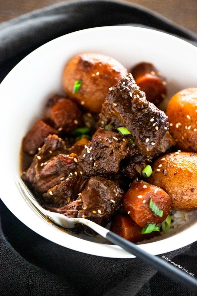 Korean short ribs cooked in slow cooker