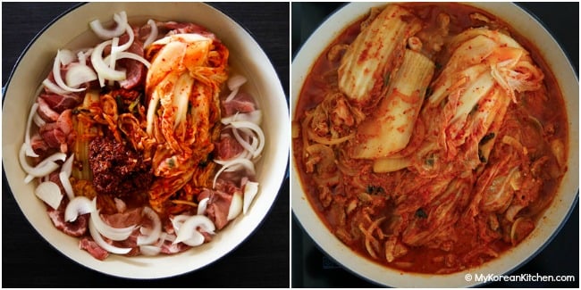 Braising kimchi and other ingredients