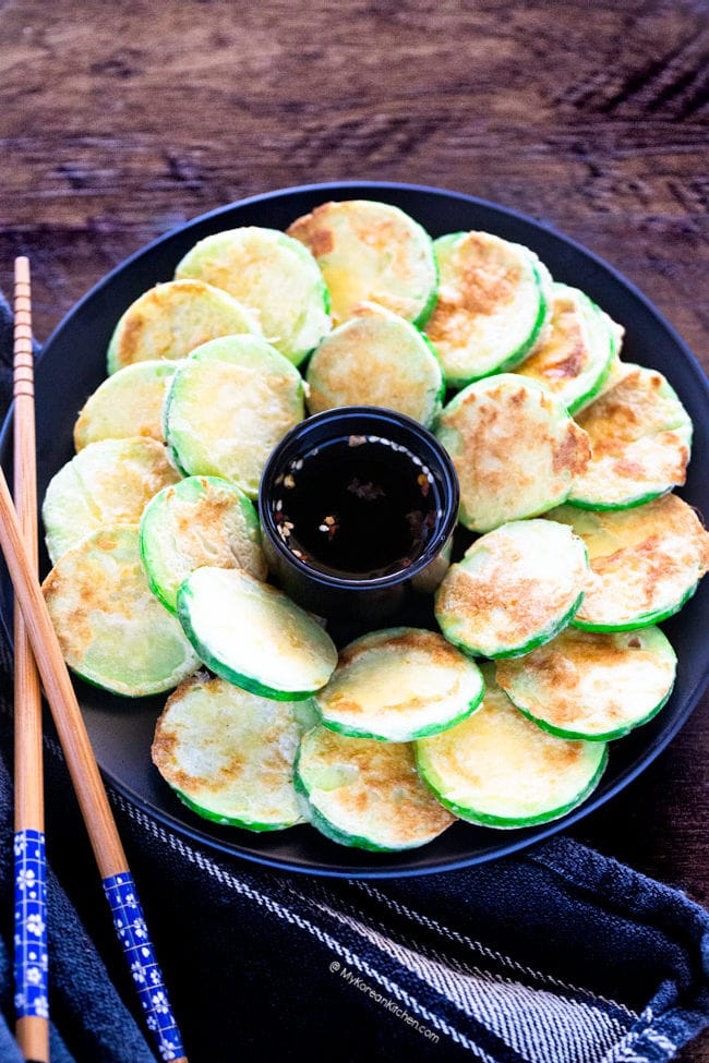 Pan Fried Korean Zucchini (Hobak Jeon) - My Korean Kitchen