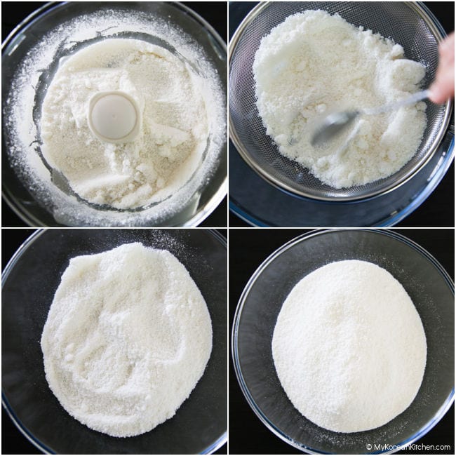 Sieving short grain rice flour