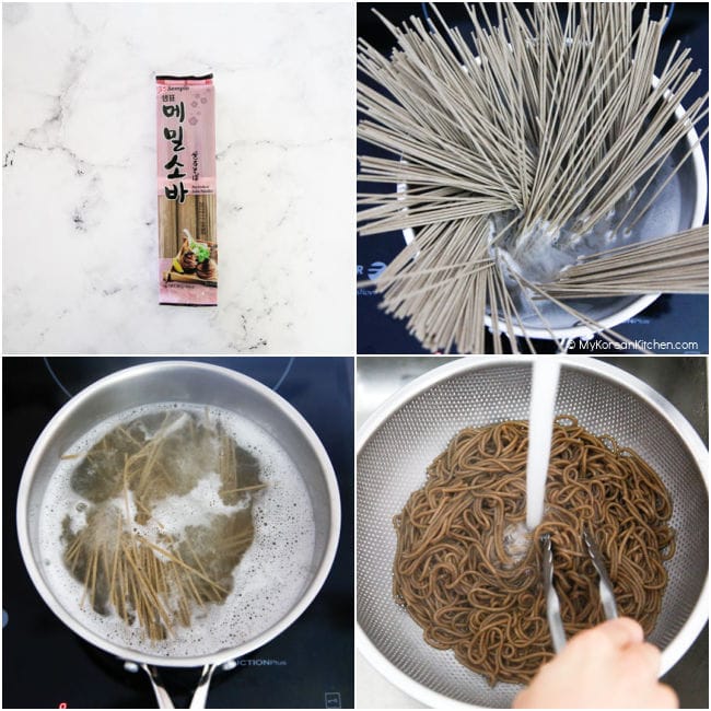 collage image of soba noodles 