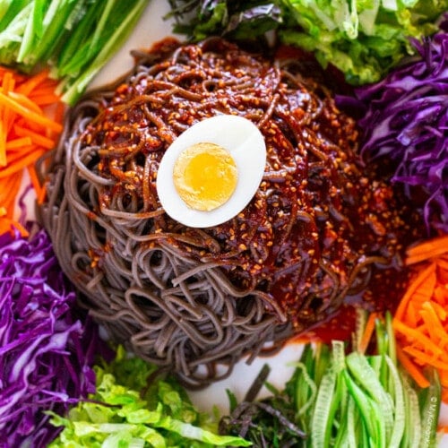 Spicy Noodle Salad Platter Jaengban Guksu My Korean Kitchen