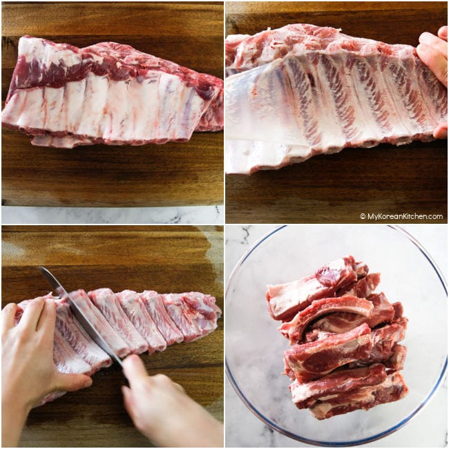 collage image - preparing baby back ribs for cooking