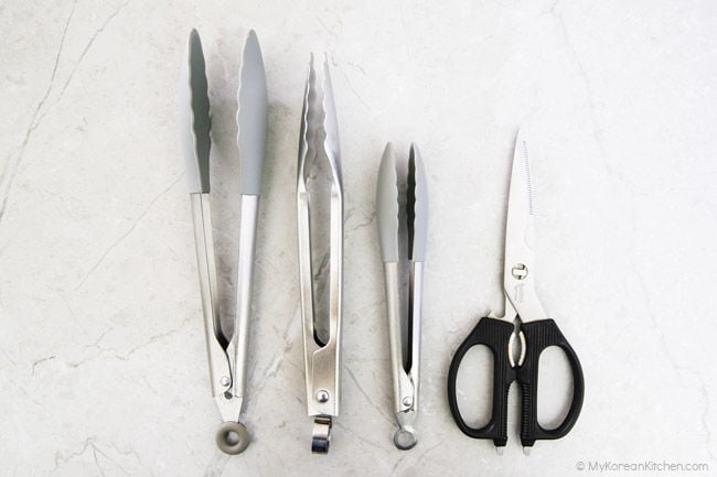BBQ Utensils - 3 tongs and one pair of scissors