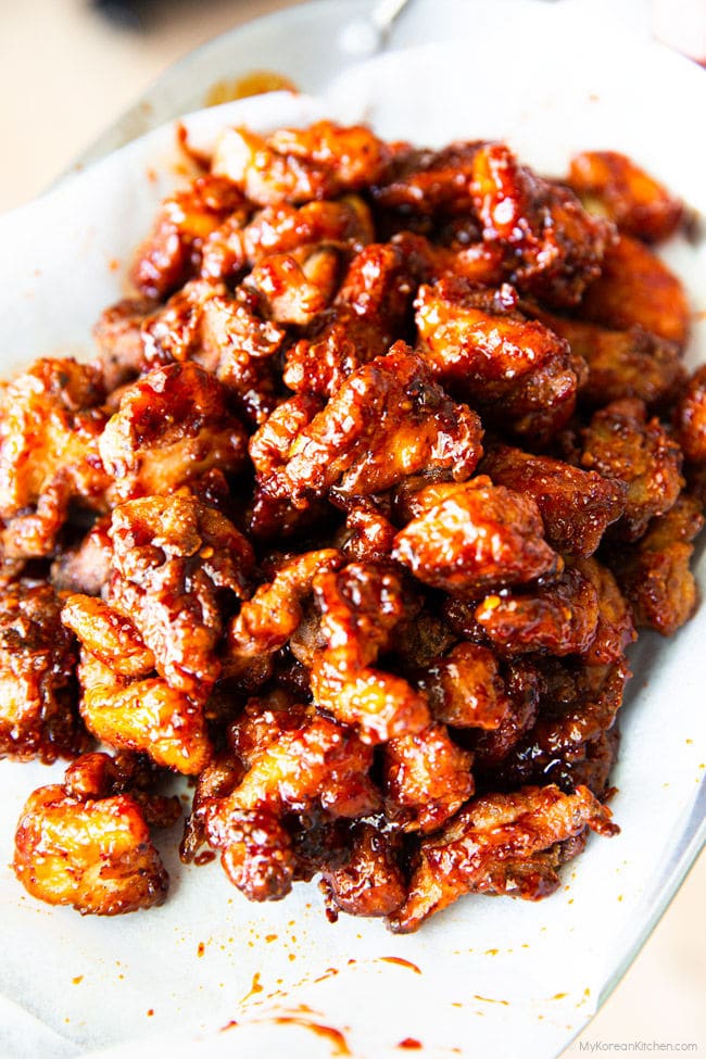 A pile of Korean-style mala chicken served on a plate.