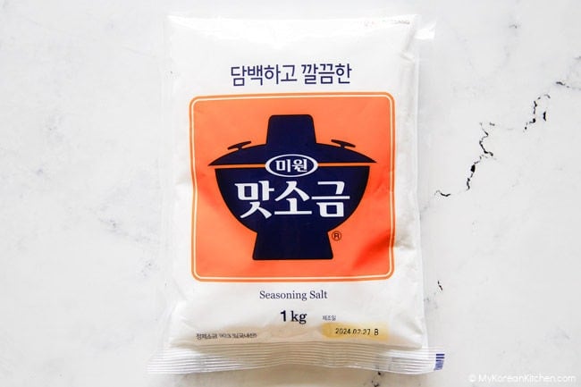 Matsogeum (Korean seasoning salt) placed on a white countertop.