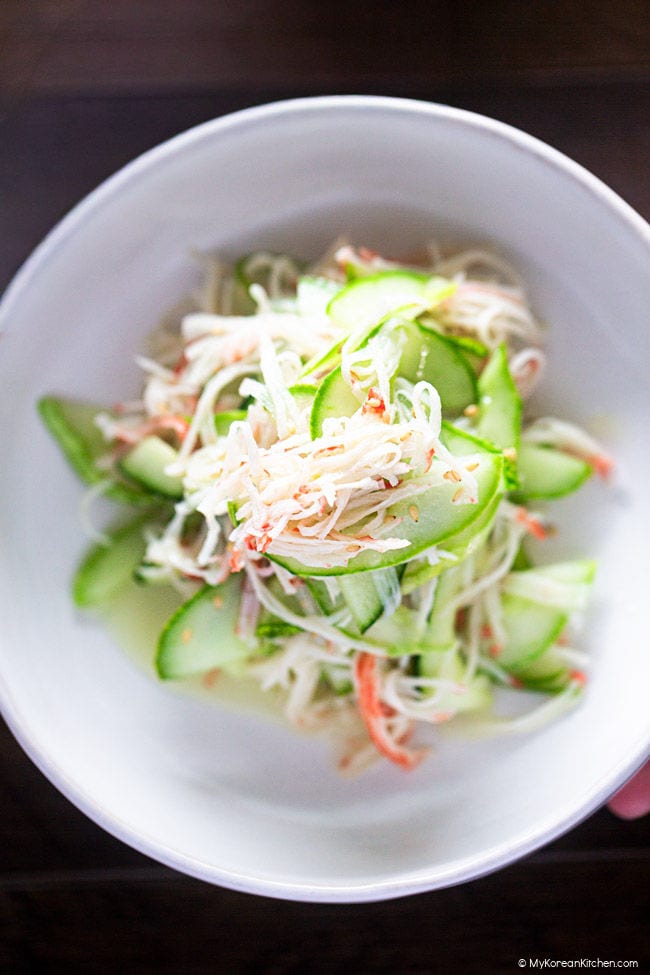 close-up of Korean cucumber crab salad