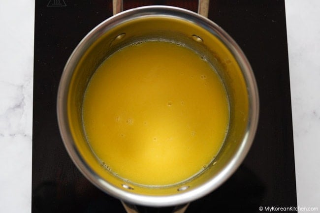 melting butter and warming milk in a saucepan